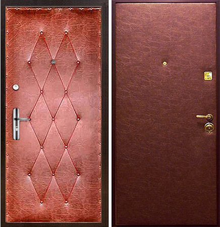 Металлическая дверь с винилискожей с рисунком и гладкой винилискожей
